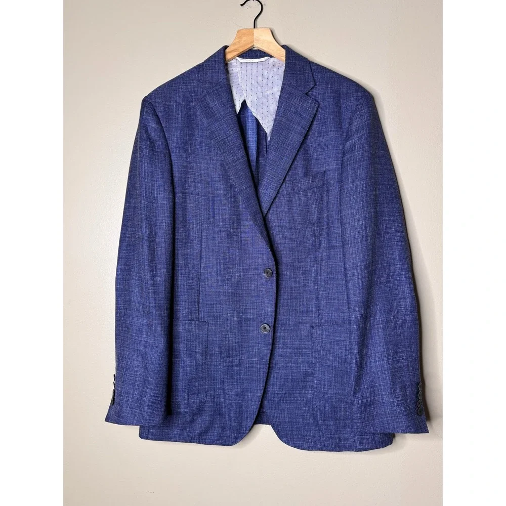 Samuelsohn Loro Piana Summertime Sport Coat Mens 42R Wool Silk Linen Blue